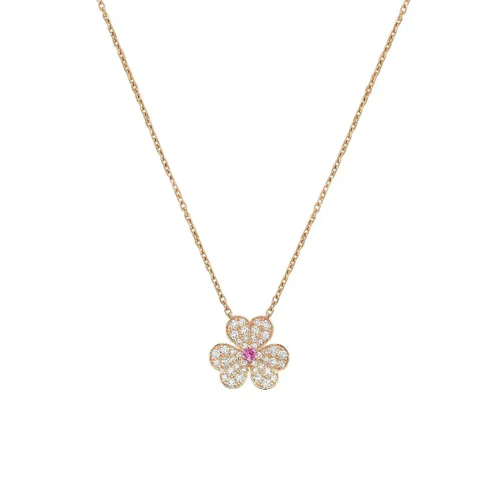 [⭐Hinora Jewelry]FRIVOLE ROSE GOLD FLOWER DIAMOND NECKLACE