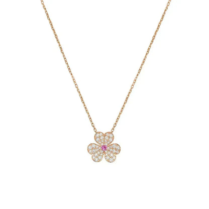 [⭐Hinora Jewelry]FRIVOLE ROSE GOLD FLOWER DIAMOND NECKLACE