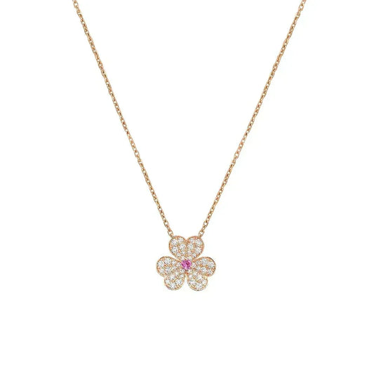 [⭐Hinora Jewelry]FRIVOLE ROSE GOLD FLOWER DIAMOND NECKLACE