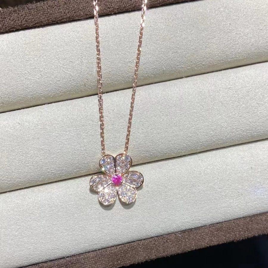 [⭐Hinora Jewelry]FRIVOLE ROSE GOLD FLOWER DIAMOND NECKLACE