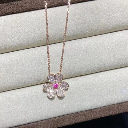 [⭐Hinora Jewelry]FRIVOLE ROSE GOLD FLOWER DIAMOND NECKLACE