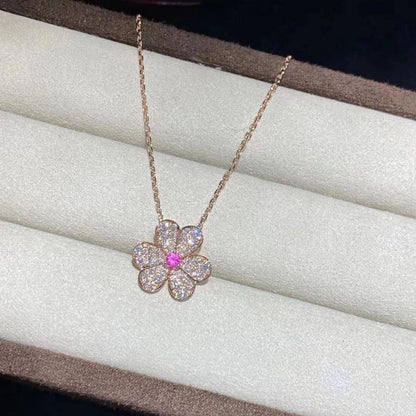 [⭐Hinora Jewelry]FRIVOLE ROSE GOLD FLOWER DIAMOND NECKLACE