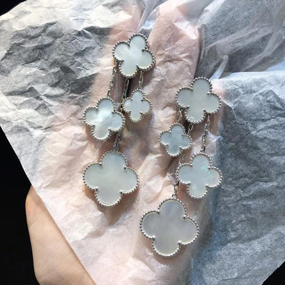 [⭐Hinora Jewelry]CLOVER EARRINGS WHITE MOP 4 MOTIFS SILVER