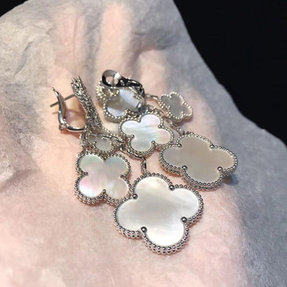[⭐Hinora Jewelry]CLOVER EARRINGS WHITE MOP 4 MOTIFS SILVER