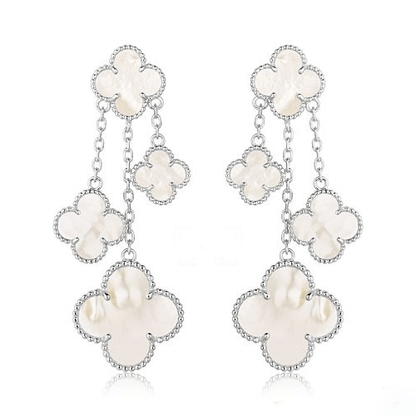 [⭐Hinora Jewelry]CLOVER EARRINGS WHITE MOP 4 MOTIFS SILVER