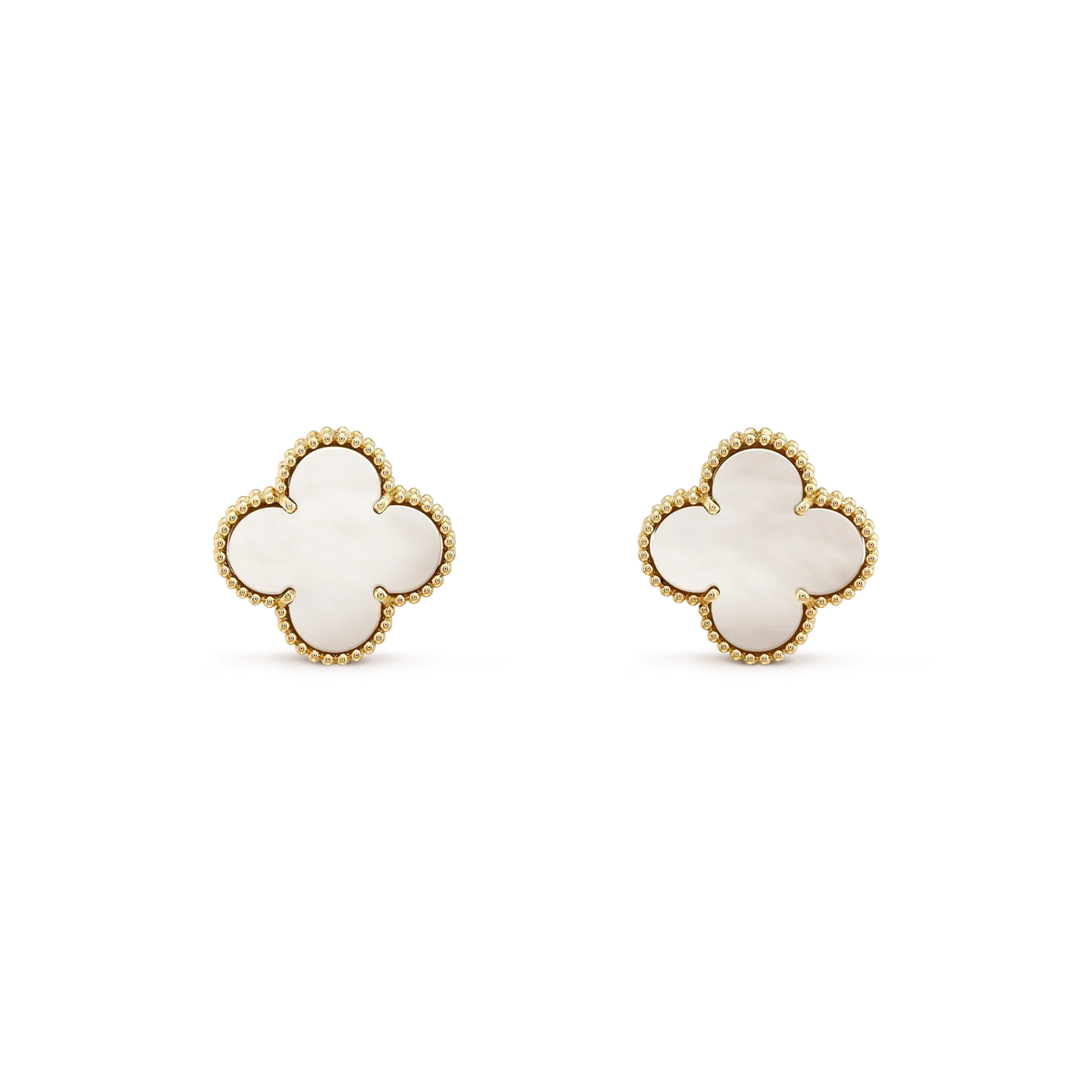 [⭐Hinora Jewelry]CLOVER MEDIUM 1 MOTIFS  WHITE MOP STUD EARRINGS
