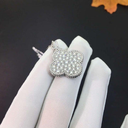 [⭐Hinora Jewelry]CLOVER 25MM SILVER FULL DIAMOND BIG CLOVER NECKLACE