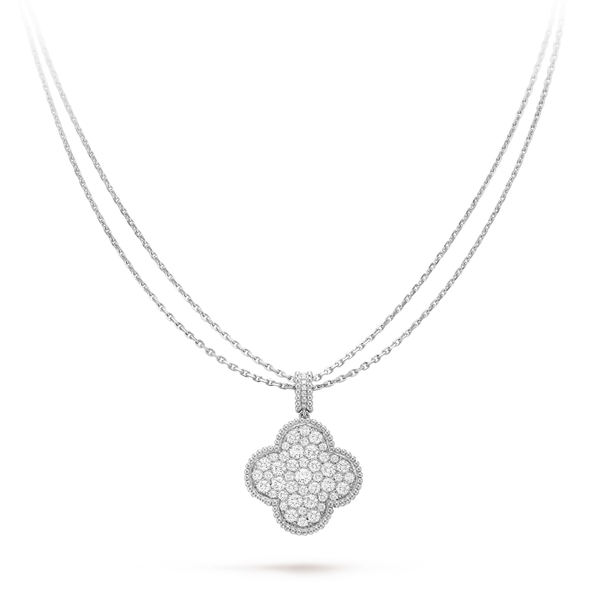 [⭐Hinora Jewelry]CLOVER 25MM SILVER FULL DIAMOND BIG CLOVER NECKLACE