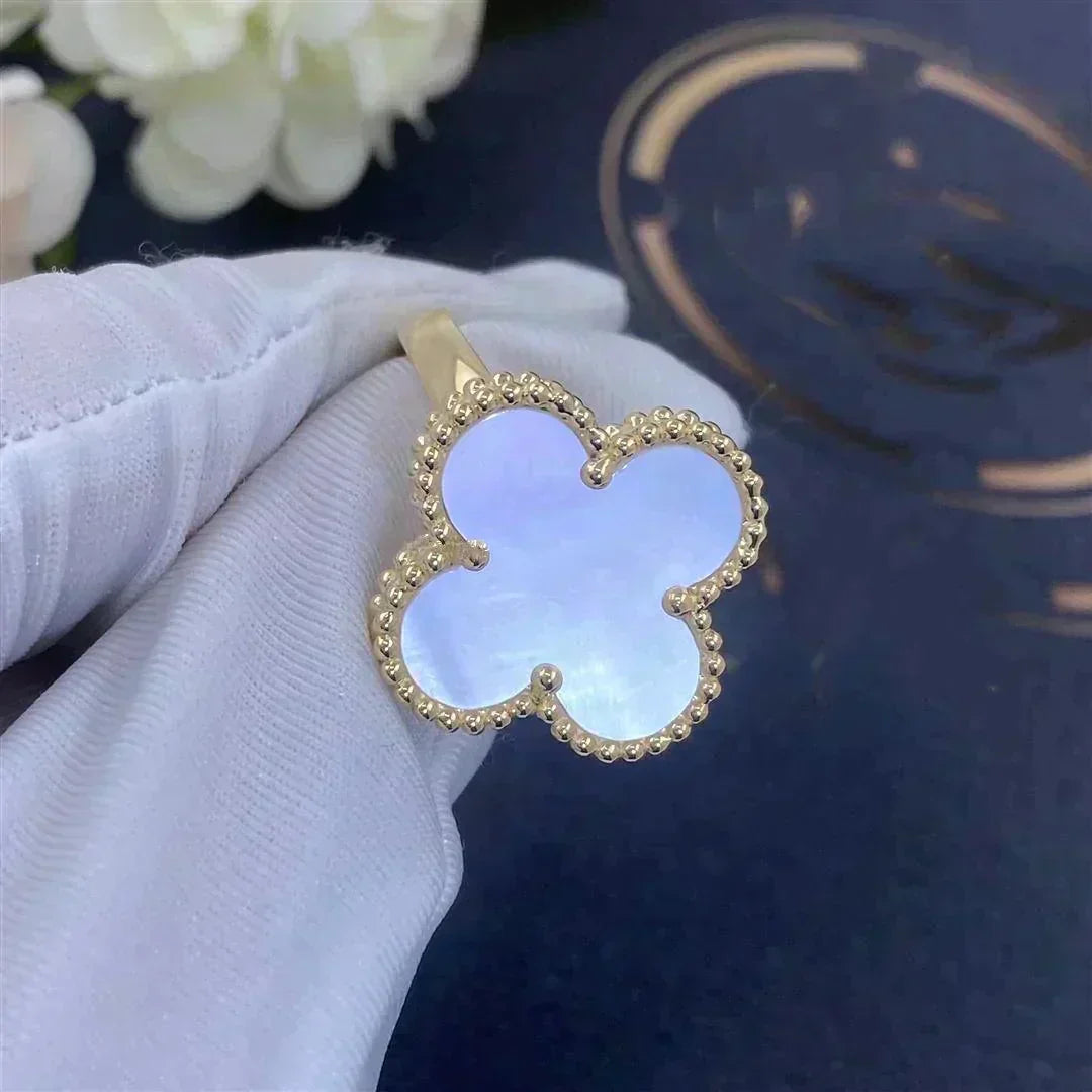[⭐Hinora Jewelry]CLOVER WHITE MOP RING