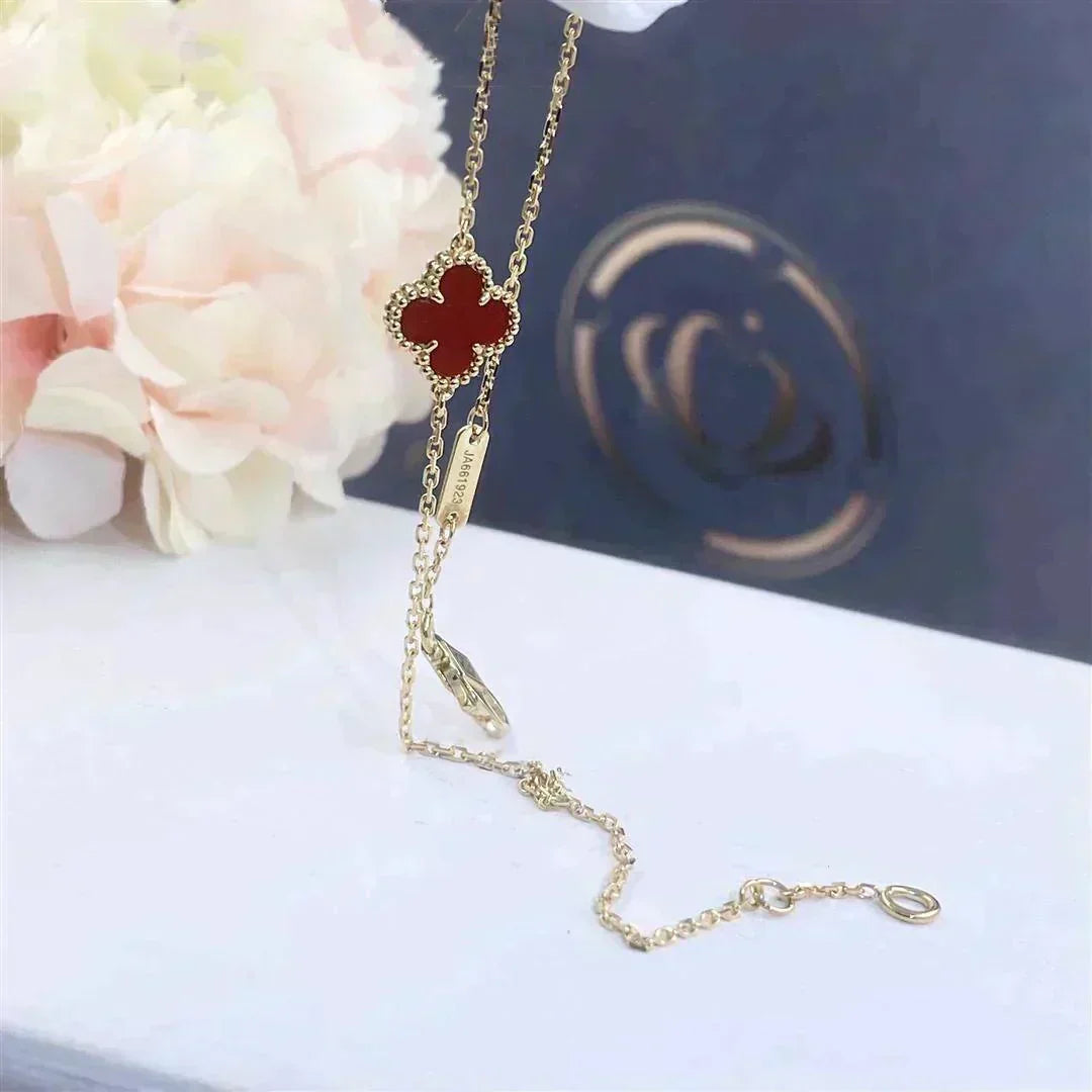 [⭐Hinora Jewelry]CLOVER  CARNELIAN SINGLE FLOWER BRACELET