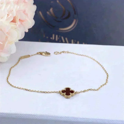 [⭐Hinora Jewelry]CLOVER  CARNELIAN SINGLE FLOWER BRACELET
