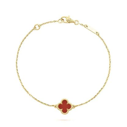[⭐Hinora Jewelry]CLOVER  CARNELIAN SINGLE FLOWER BRACELET