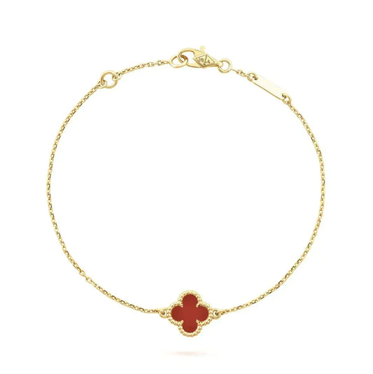 [⭐Hinora Jewelry]CLOVER  CARNELIAN SINGLE FLOWER BRACELET