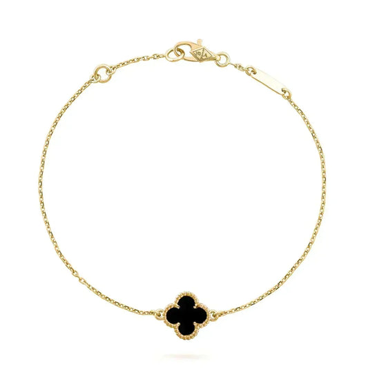 [⭐Hinora Jewelry]CLOVER ONYX SINGLE FLOWER BRACELET