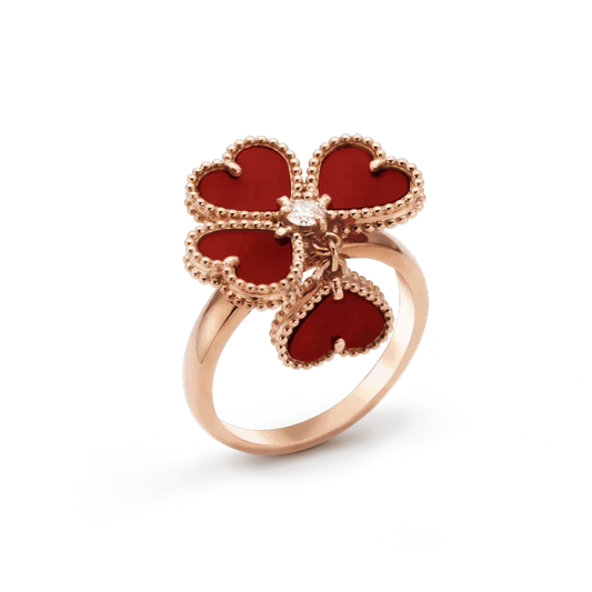 [⭐Hinora Jewelry]SWEET CLOVER CARNELIAN RING