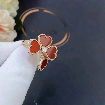 [⭐Hinora Jewelry]SWEET CLOVER CARNELIAN RING