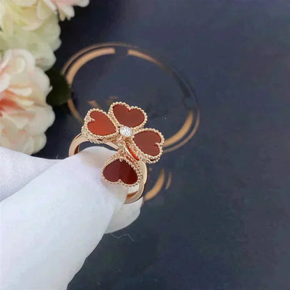 [⭐Hinora Jewelry]SWEET CLOVER CARNELIAN RING