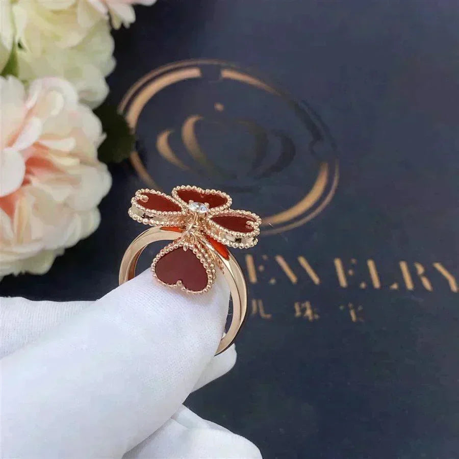[⭐Hinora Jewelry]SWEET CLOVER CARNELIAN RING
