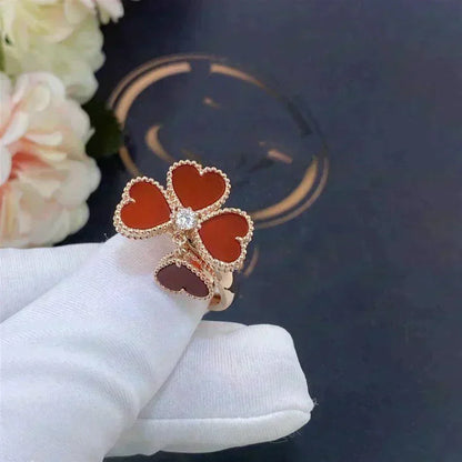 [⭐Hinora Jewelry]SWEET CLOVER CARNELIAN RING