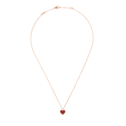[⭐Hinora Jewelry]SWEET CLOVER CARNELIAN HEART NECKLACE