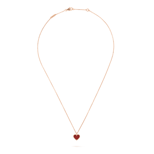 [⭐Hinora Jewelry]SWEET CLOVER CARNELIAN HEART NECKLACE