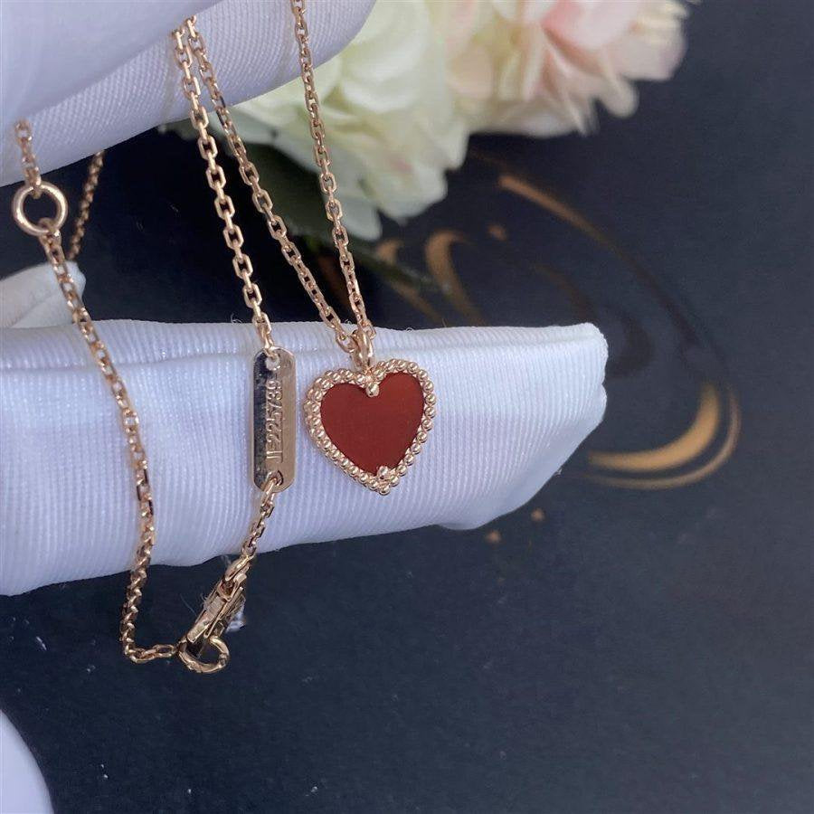 [⭐Hinora Jewelry]SWEET CLOVER CARNELIAN HEART NECKLACE