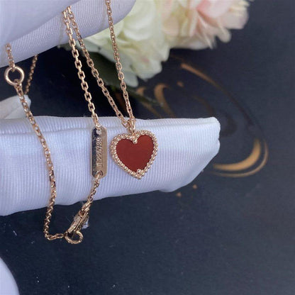 [⭐Hinora Jewelry]SWEET CLOVER CARNELIAN HEART NECKLACE