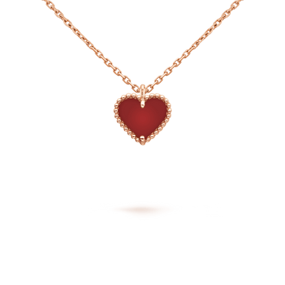 [⭐Hinora Jewelry]SWEET CLOVER CARNELIAN HEART NECKLACE