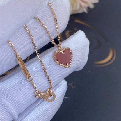 [⭐Hinora Jewelry]SWEET CLOVER CARNELIAN HEART NECKLACE
