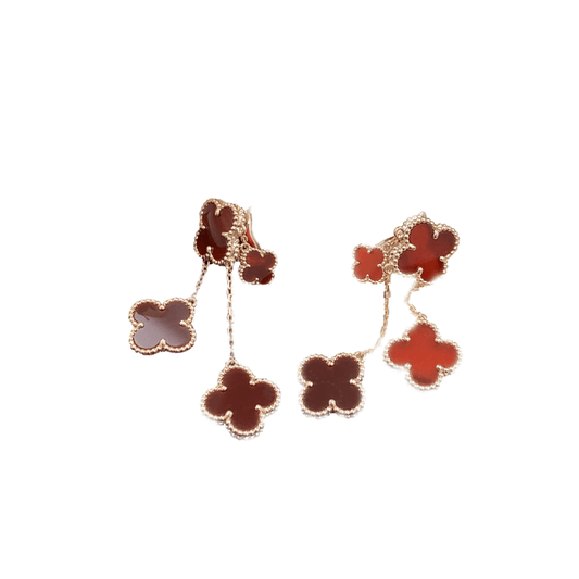 [⭐Hinora Jewelry]CLOVER EARRINGS CARNELIAN 4 MOTIFS PINK GOLD