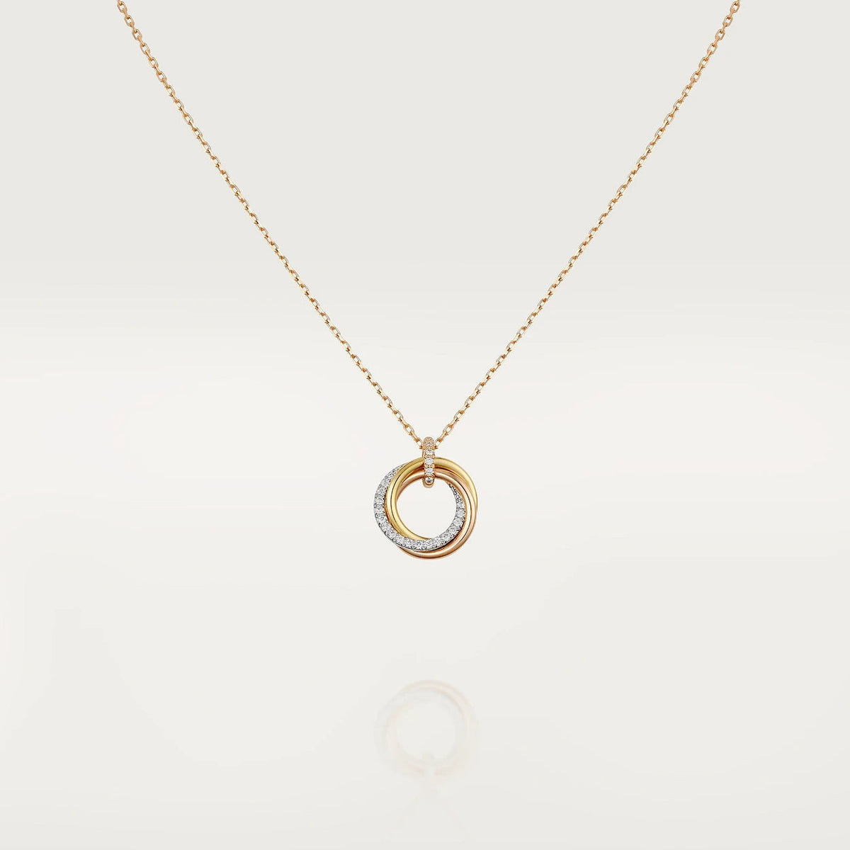 [⭐Hinora Jewelry]TRINITY NECKLACE SILVER GOLD PINK GOLD DIAMONDS