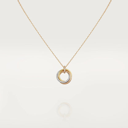 [⭐Hinora Jewelry]TRINITY NECKLACE SILVER GOLD PINK GOLD DIAMONDS