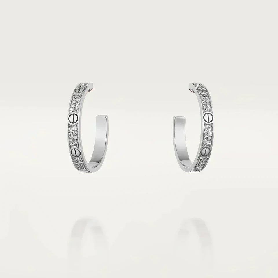 [⭐Hinora Jewelry]LOVE DIAMOND SILVER HOOP EARRINGS