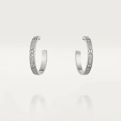 [⭐Hinora Jewelry]LOVE DIAMOND SILVER HOOP EARRINGS