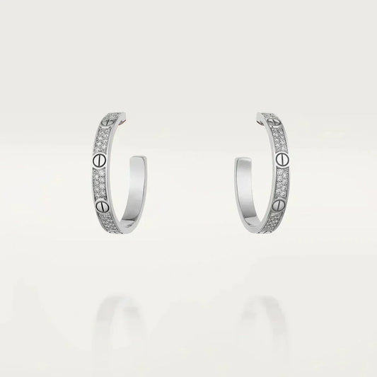[⭐Hinora Jewelry]LOVE DIAMOND SILVER HOOP EARRINGS
