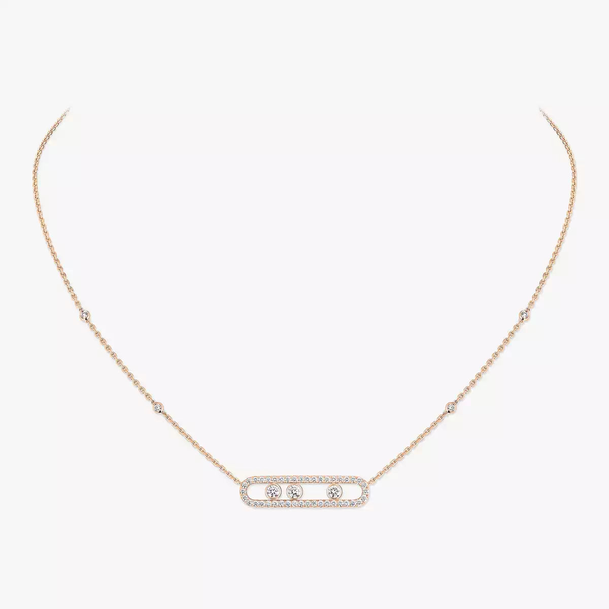 [⭐Hinora Jewelry] Move Pave_ Rose Gold Diamond Necklace