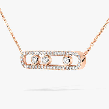 [⭐Hinora Jewelry] Move Pave_ Rose Gold Diamond Necklace