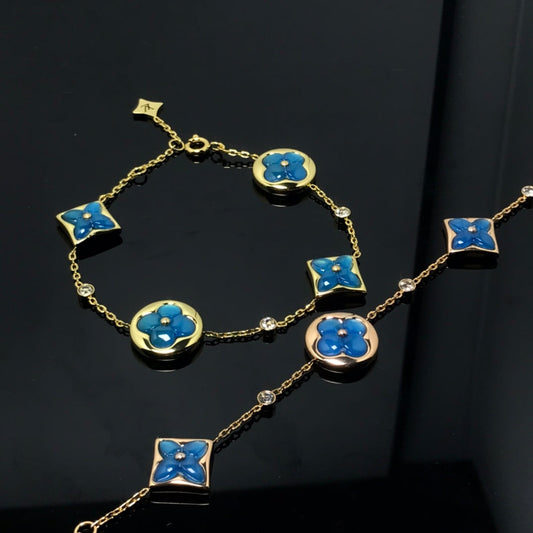 [⭐Hinora Jewelry]STAR AND SUN 4 MOTIF BLUE BRACELET