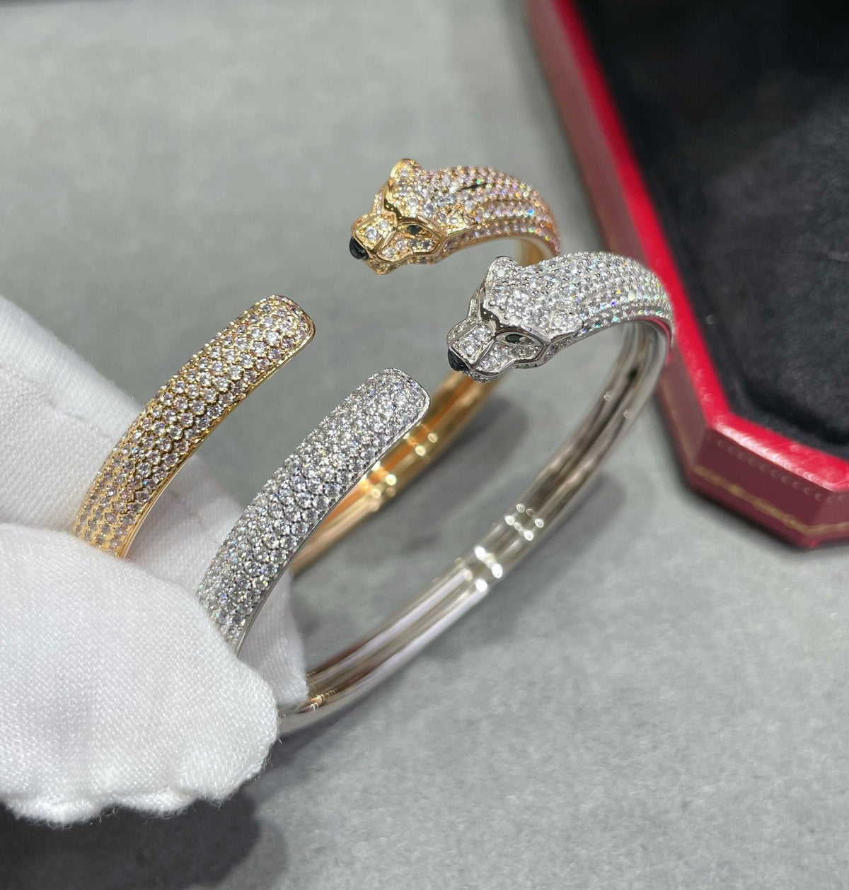 [⭐Hinora Jewelry]PANTHERE FULL DIAMOND OPEN BRACELET
