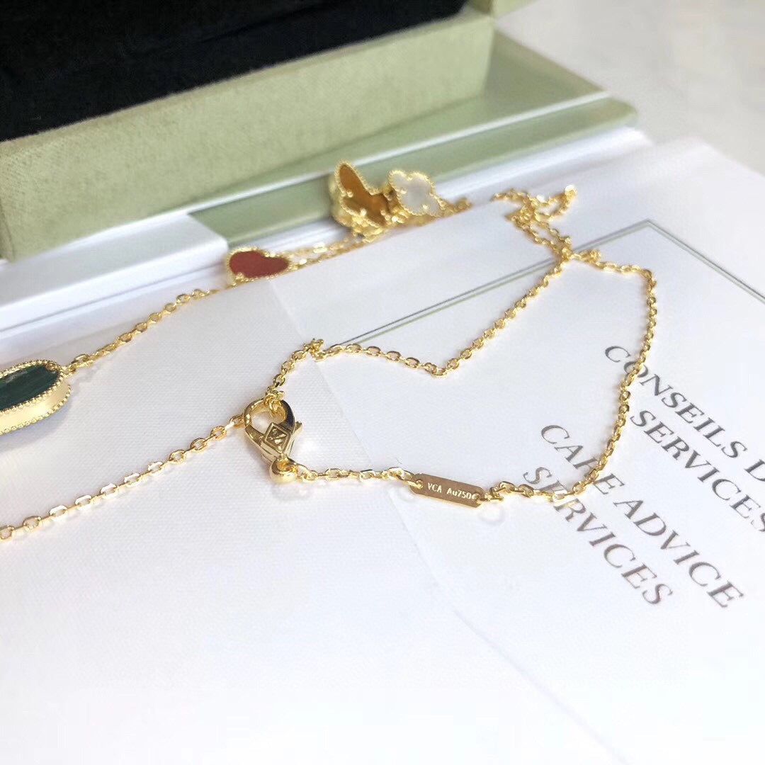 [⭐Hinora Jewelry]LUCKY SPRING 4 MOTIFS ROSE GOLD NECKLACE