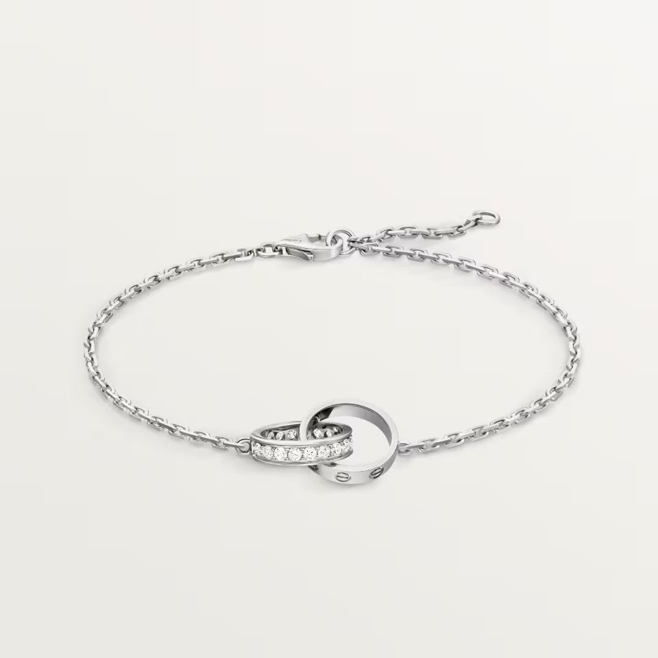 [⭐Hinora Jewelry]LOVE DOUBLE RING HALF DIAMOND BRACELET