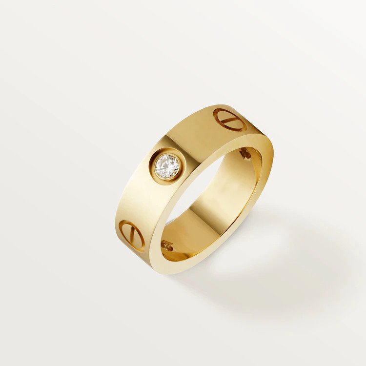 [⭐Hinora Jewelry]LOVE RING 5.5MM 3 DIAMONDS PINK GOLD