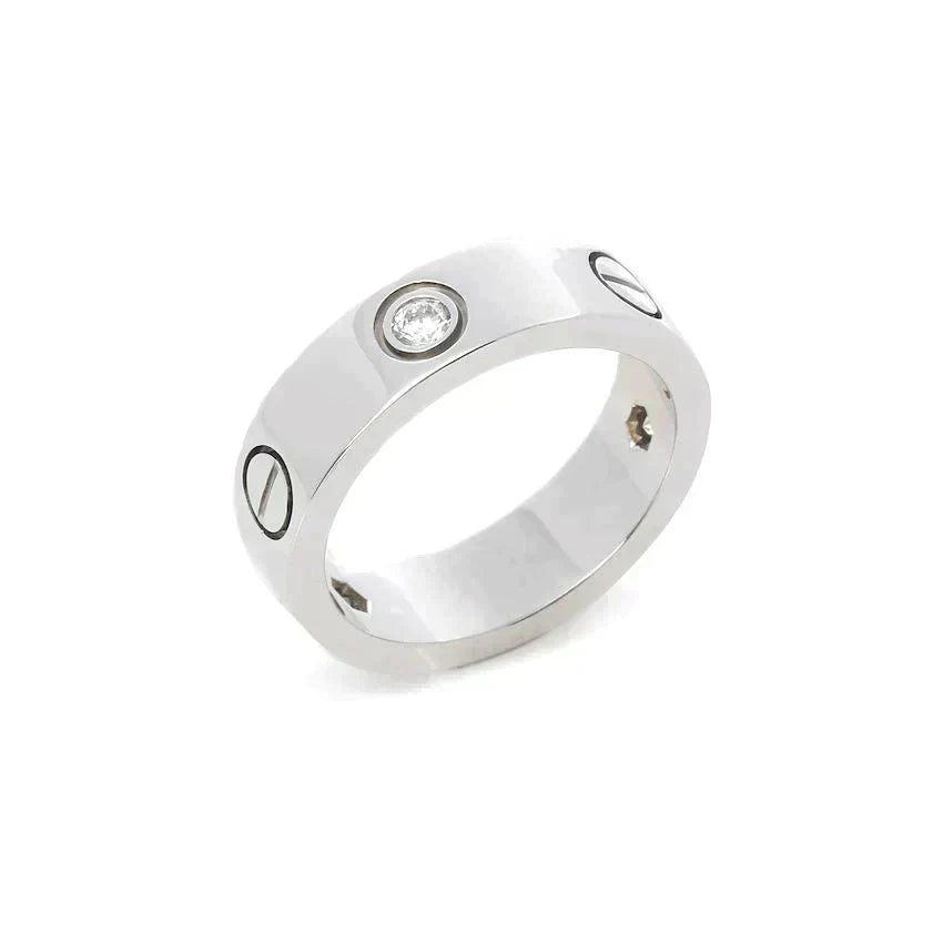 [⭐Hinora Jewelry]LOVE RING 5.5MM 3 DIAMONDS SILVER