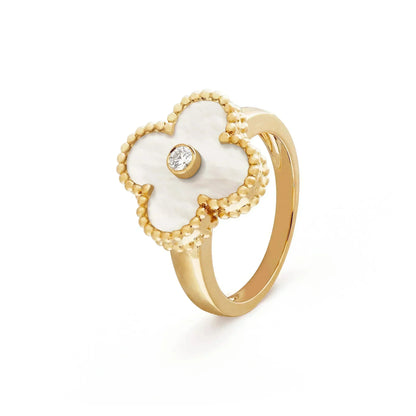 [⭐Hinora Jewelry]CLOVER PINK MOP RING GOLD DIAMOND