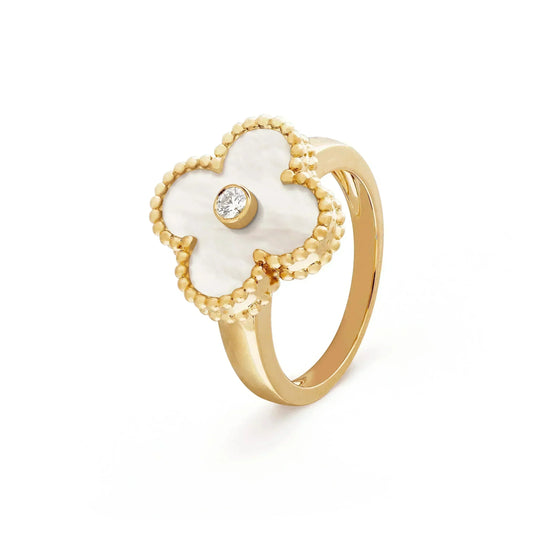 [⭐Hinora Jewelry]CLOVER PINK MOP RING GOLD DIAMOND