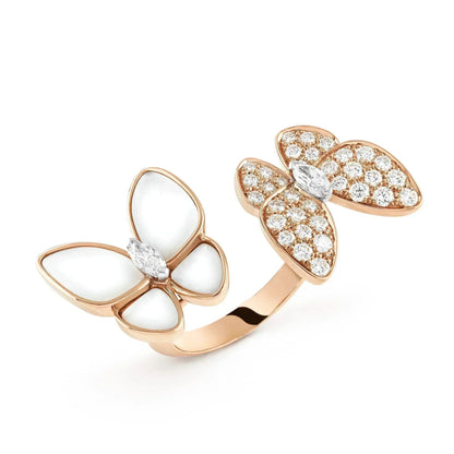 [⭐Hinora Jewelry]TWIN BUTTERFLY DIAMOND MOP RING